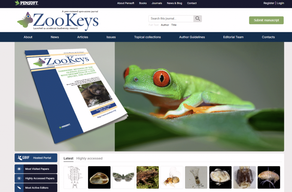 ZooKeys journal homepage